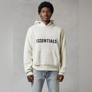 Fear of God Essentials Hoodie Knit FOG sweatshirt buttercream beige logo SS21